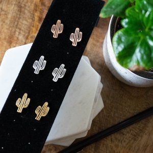 Dainty Cactus Desert Earrings Jewelry Cowboy Gift